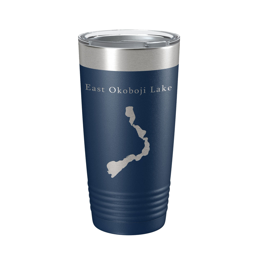 East Okoboji Lake Map Tumbler Travel Mug Insulated Laser Engraved Coffee Cup Iowa 20 oz
