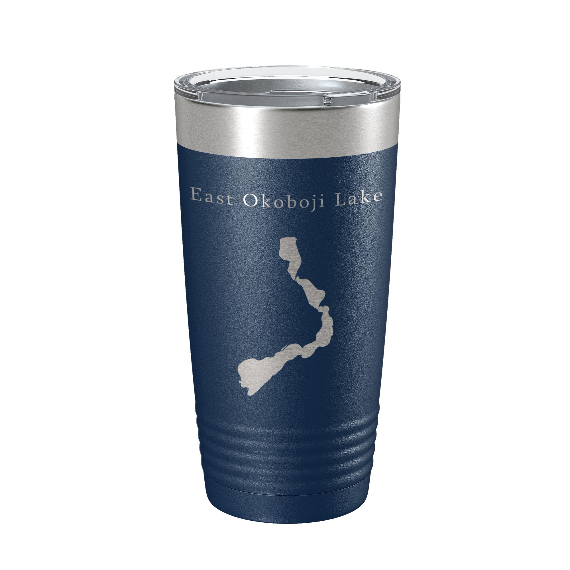 East Okoboji Lake Map Tumbler Travel Mug Insulated Laser Engraved Coffee Cup Iowa 20 oz