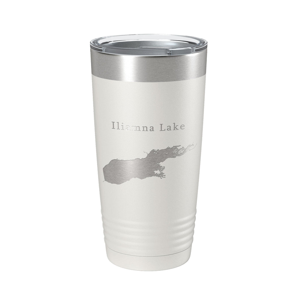 Iliamna Lake Map Tumbler Travel Mug Insulated Laser Engraved Coffee Cup Alaska 20 oz
