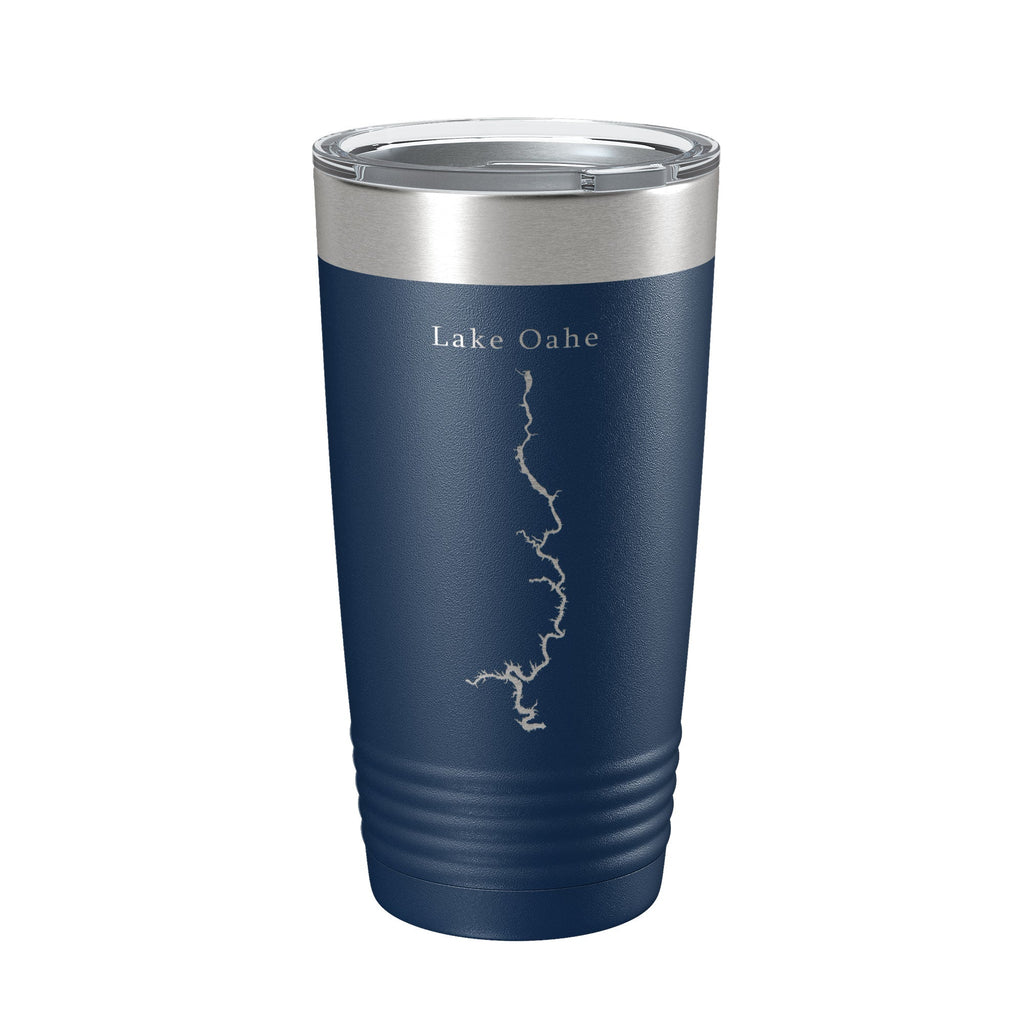 Lake Oahe Map Tumbler Travel Mug Insulated Laser Engraved Coffee Cup North Dakota 20 oz