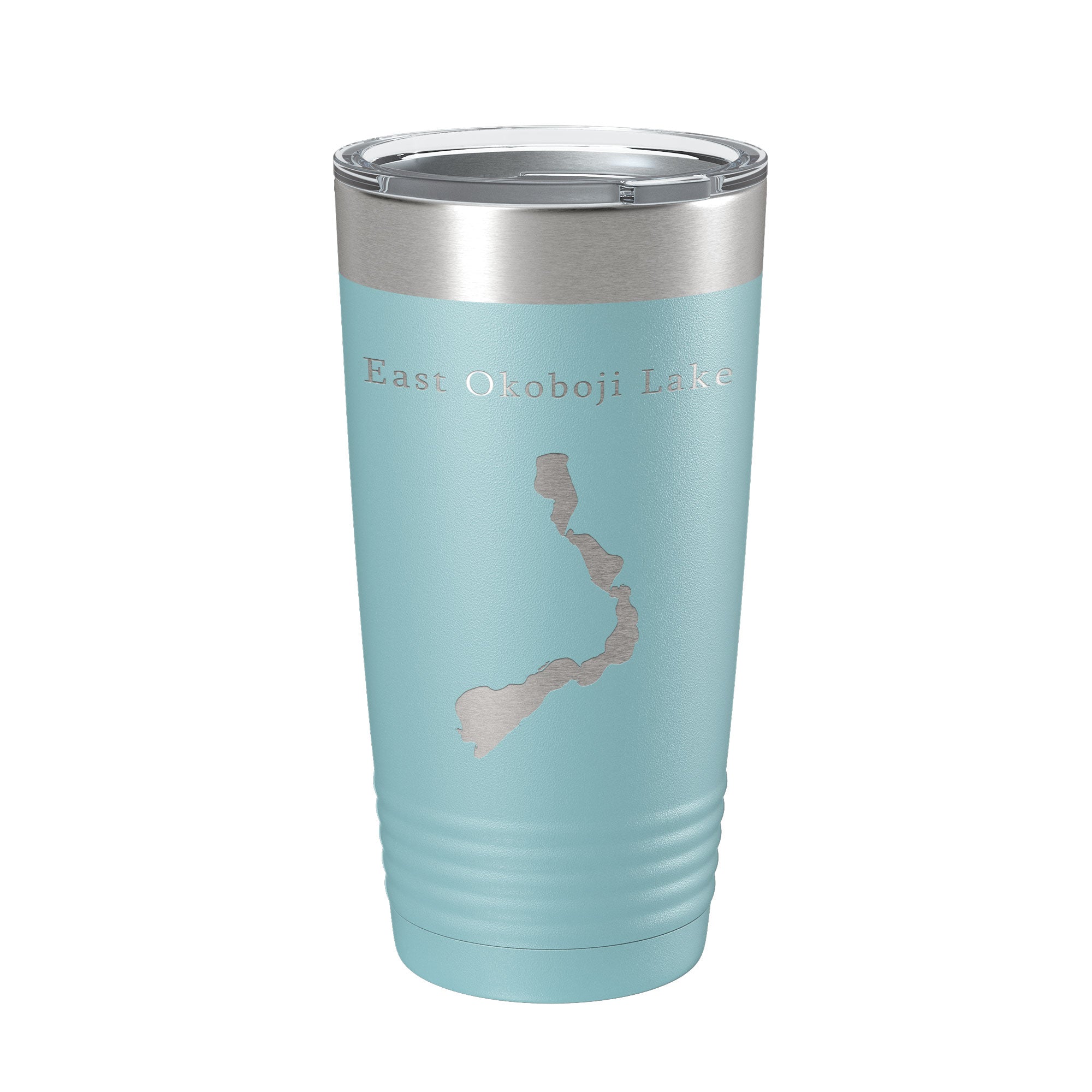 East Okoboji Lake Map Tumbler Travel Mug Insulated Laser Engraved Coffee Cup Iowa 20 oz